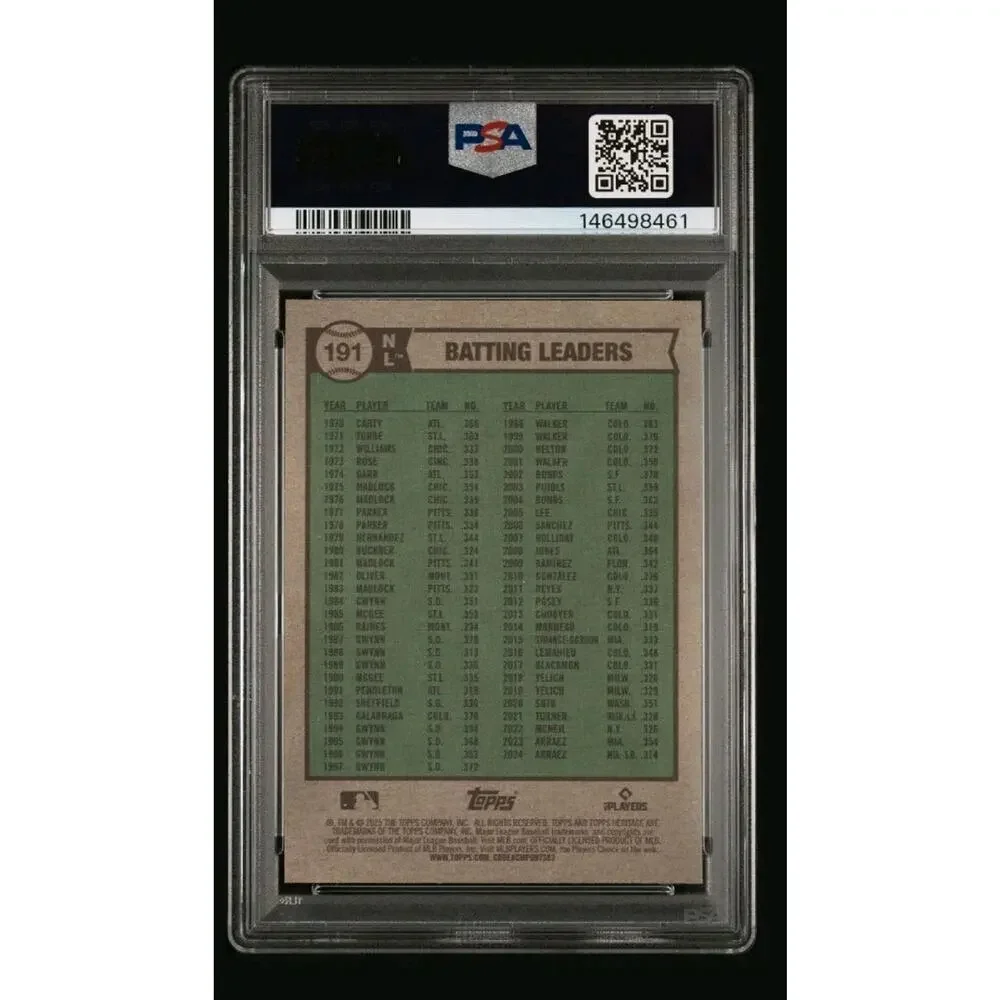 Shohei Ohtani 2025 Topps Heritage Arraez Ozuna Chrome Blue Sparkle #191 PSA 9 - Picture 3 of 4